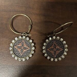 upcycled louis vuitton Logo Drop Earrings with Rhinestone Frame